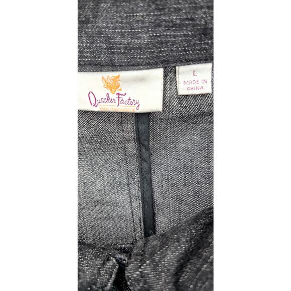 Quacker factory black ruffled denim jacket large - Picture 3 of 5